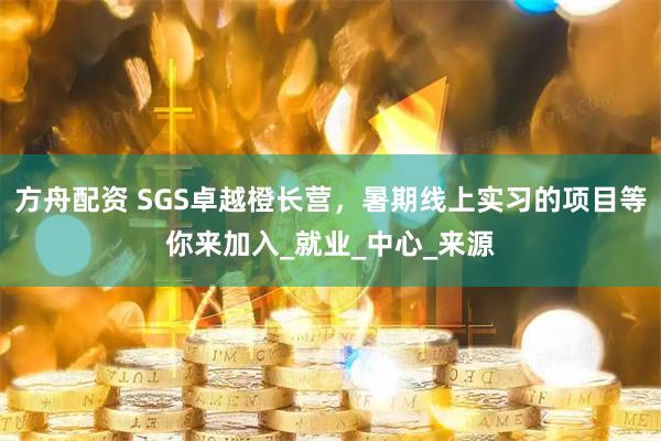 方舟配资 SGS卓越橙长营，暑期线上实习的项目等你来加入_就业_中心_来源